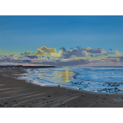 seascape painting at sunset on Ireland's coastline