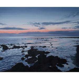 Large contemporary seascape artwork at dusk